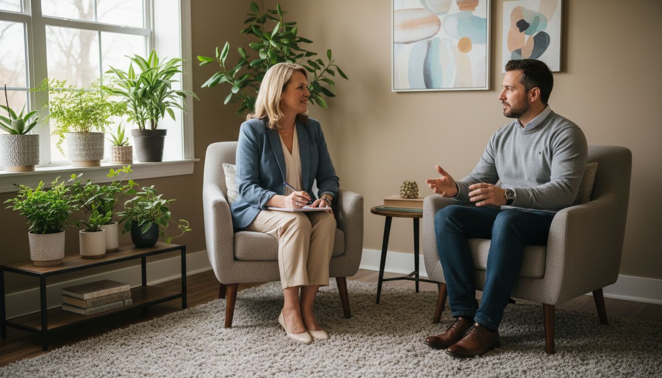 Therapist and patient in integrated dual diagnosis treatment session