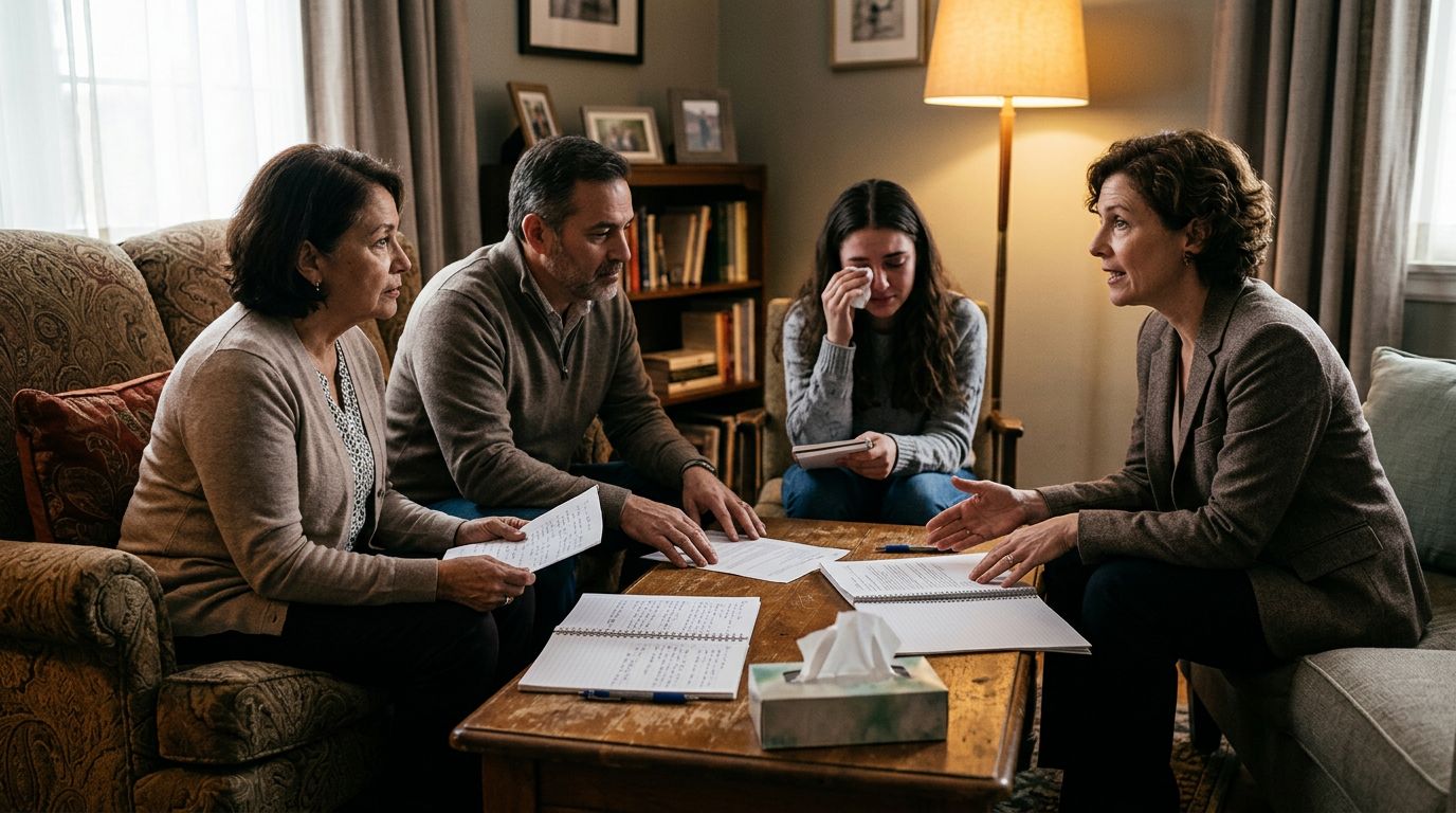 Family rehearsing intervention with professional counselor