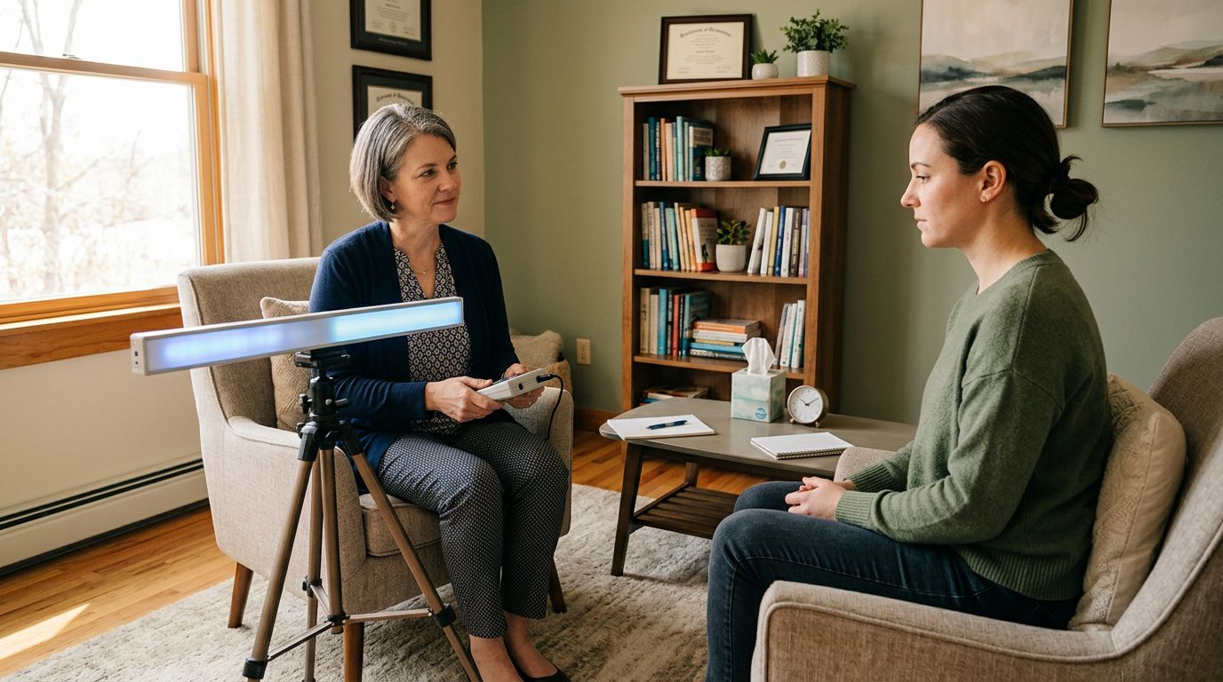 EMDR therapy session for trauma treatment in clinical setting